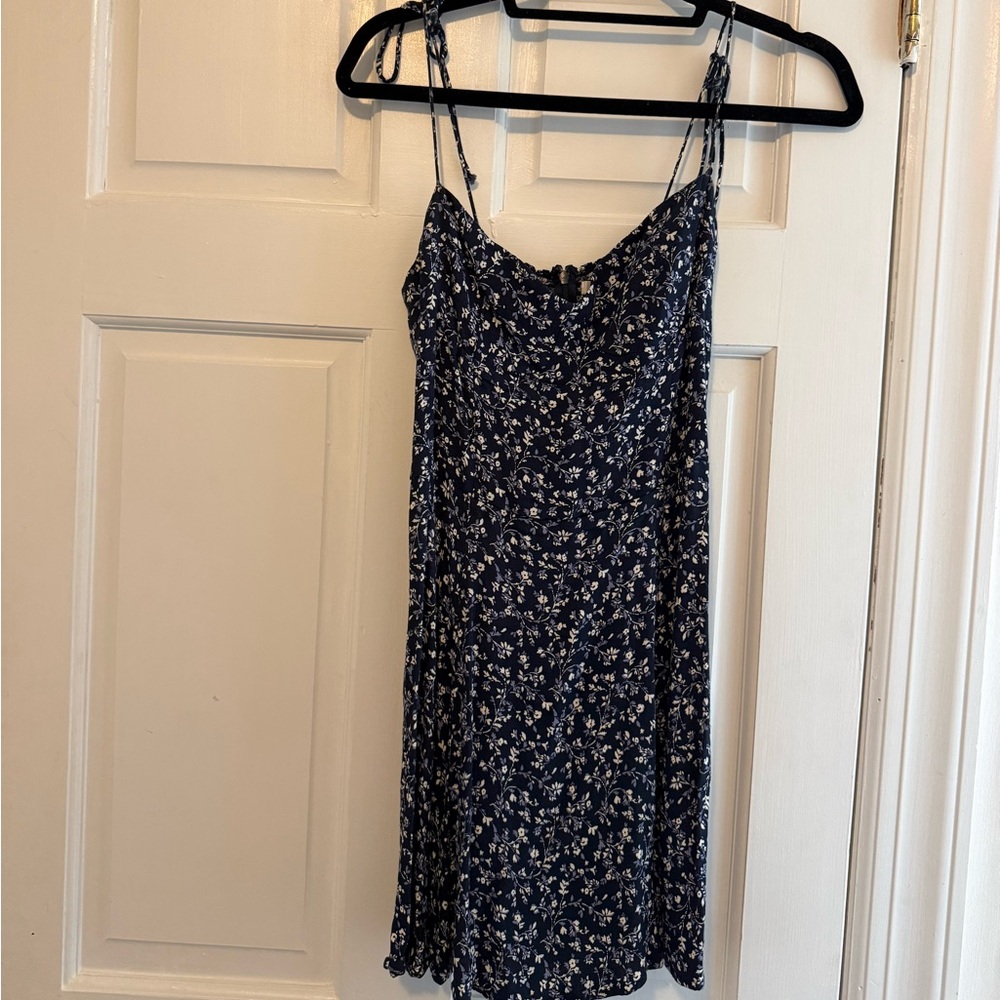Reformation Navy Floral Mini Slip Dress